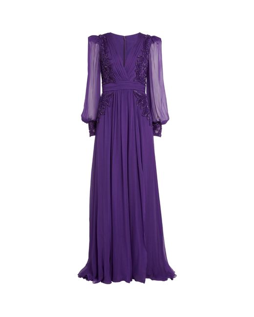 Zuhair Murad Silk Beaded Gown in Purple | Lyst Canada