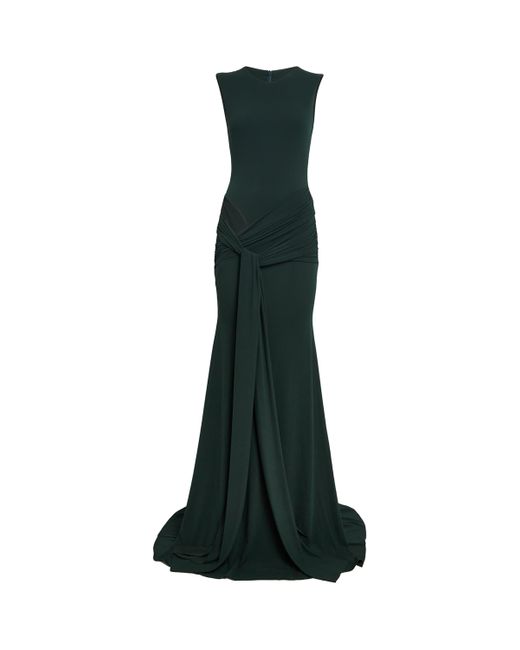 Alex Perry Green Crepe Jersey Cut-Out Gown
