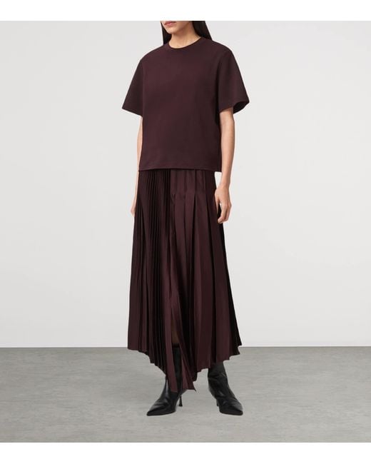 AllSaints Brown Pleated Jax Skirt