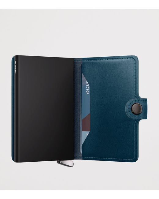 Secrid Blue Leather Embossed Lines Miniwallet for men