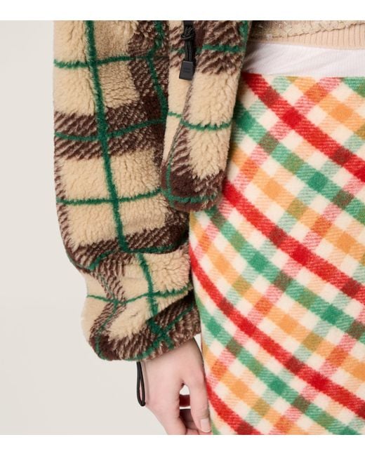 Miu Miu Green Check Teddy Fleece Jacket