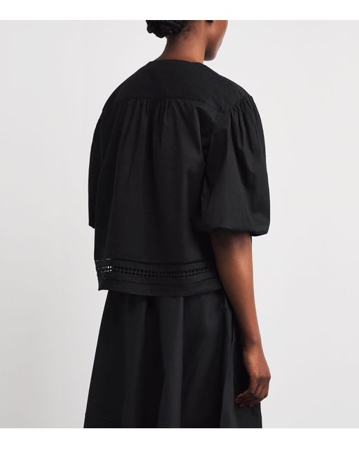 Polo Ralph Lauren Black Cotton Lace-Trim Blouse