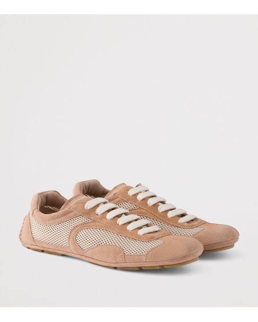 Prada Pink Suede And Mesh Montecarlo Re-Edition 2005 Sneakers