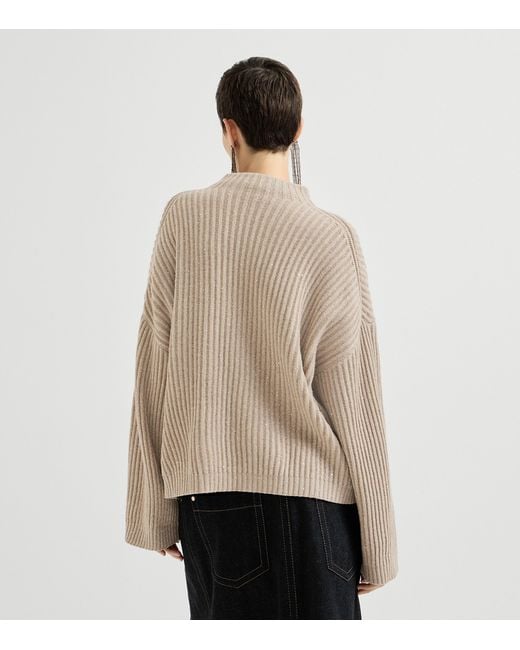Brunello Cucinelli Natural Sparkling Rollneck Sweater