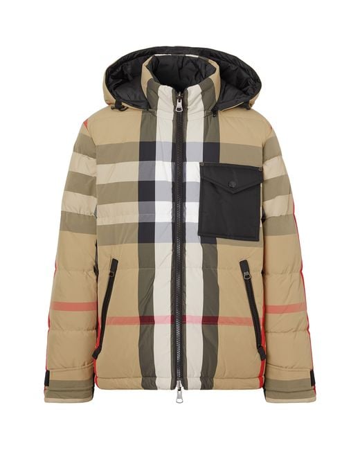 Burberry Brown Reversible Check Puffer Jacket for men