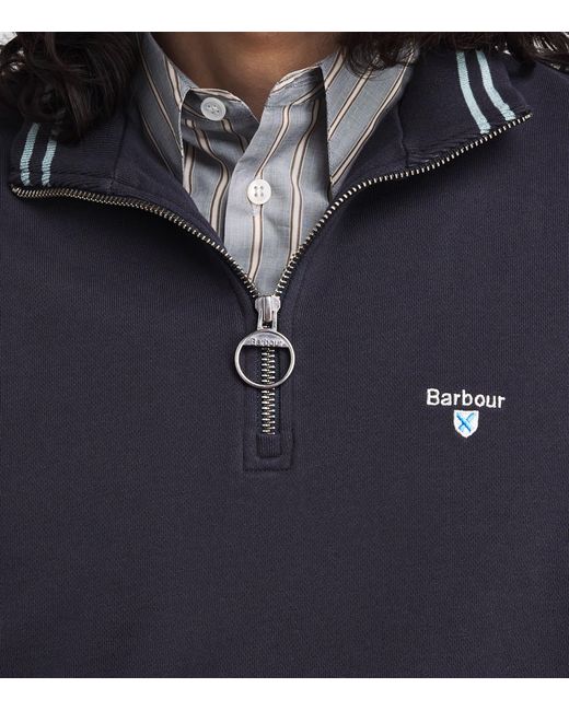 Barbour Blue Quarter-Zip Rosford Sweatshirt for men