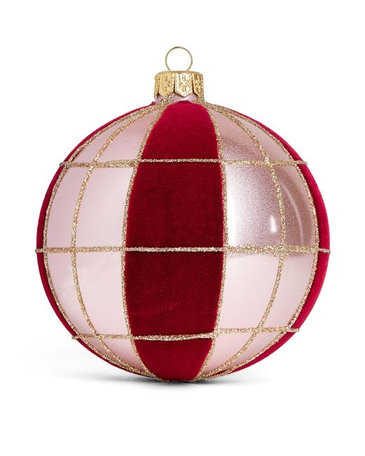 Harrods Red Glitter Tartan Bauble
