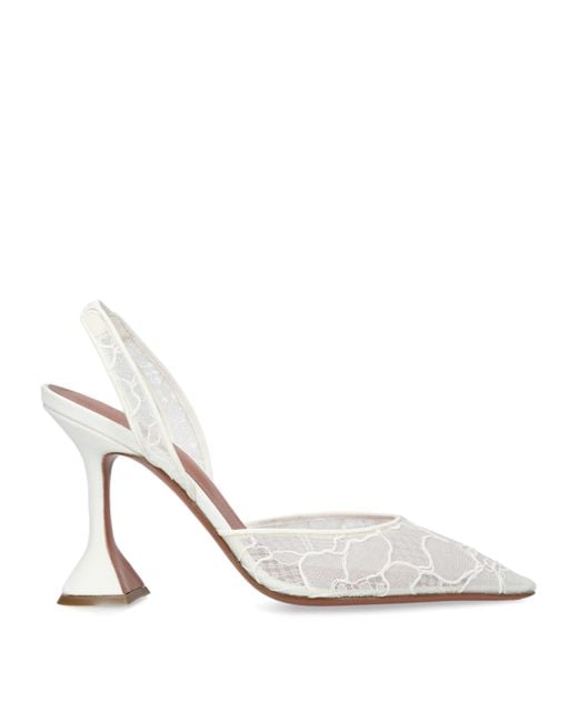 AMINA MUADDI White Lace Holli Slingback Heels 95