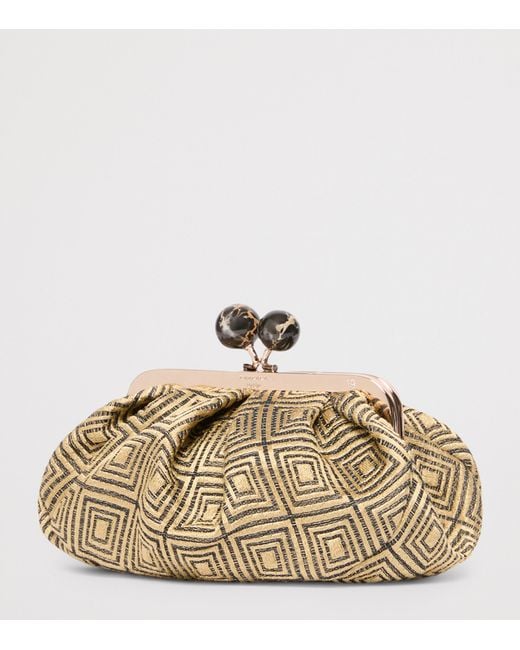 Weekend by Maxmara Metallic Woven Jacquard Pasticcino Clutch Bag