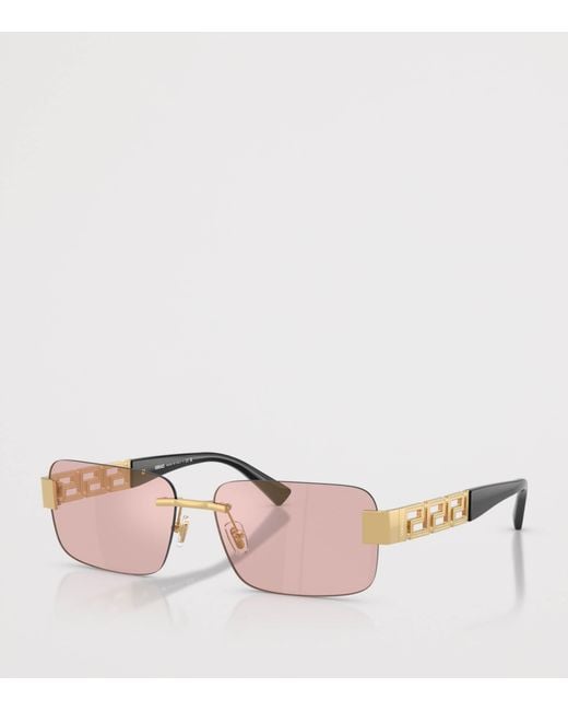 Versace Pink Metal Rectangular Sunglasses for men