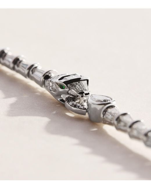 SHAY Metallic Diamond And Garnet Serpentine Bracelet