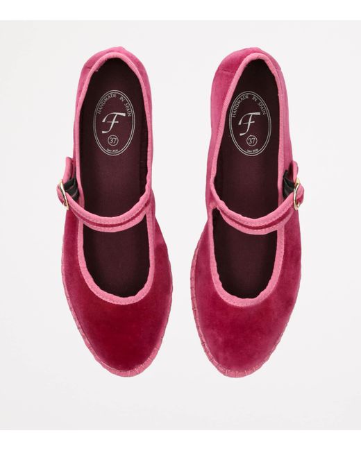 Flabelus Red Velvet Frances Mary Janes