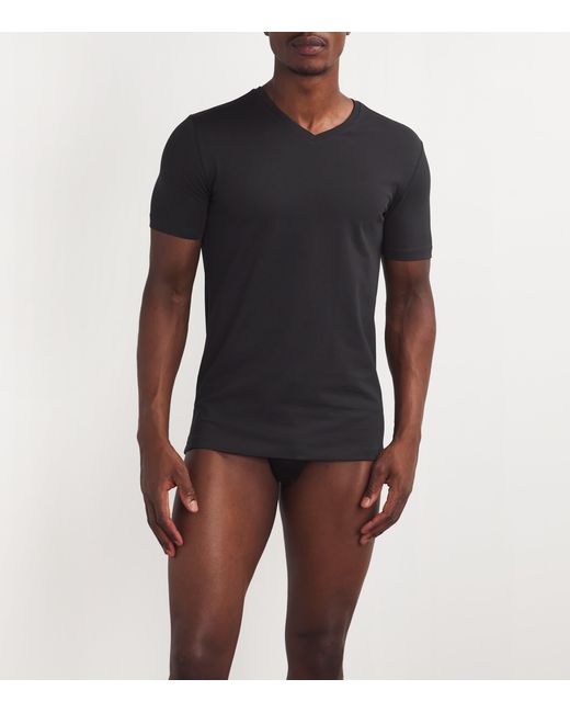 Falke Black Cotton-Blend Daily Comfort T-Shirt for men