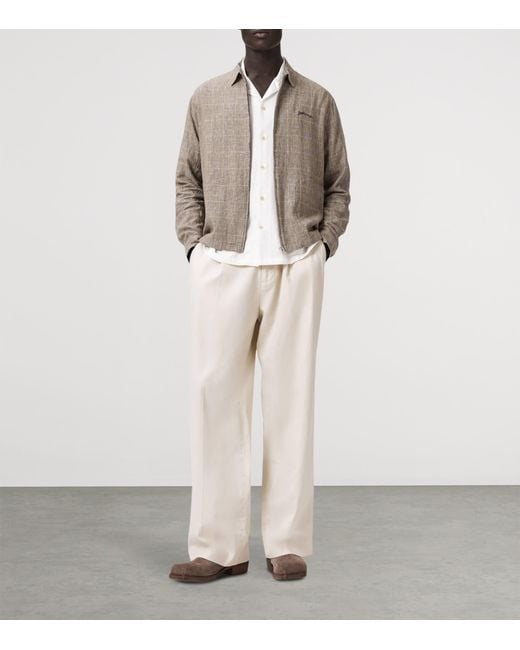 AllSaints Gray Linen-Blend Keal Jacket for men