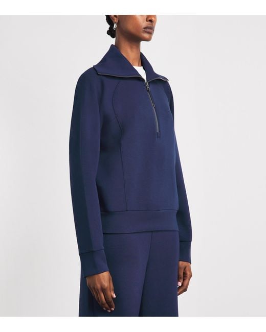 Spanx Blue Airessentials Half-Zip Sweater