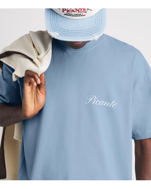 Picante Blue Organic Cotton Tailor Logo T-Shirt for men