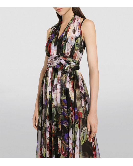 Dolce & Gabbana Black Rose Garden Print Dress