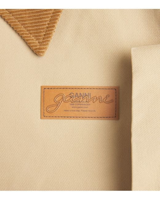 Ganni Natural Woven Twill Midi Jacket
