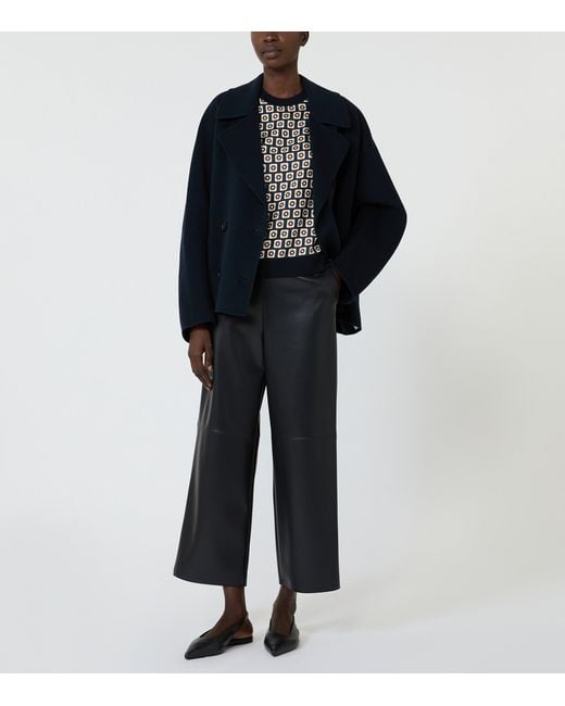 Max Mara Black Wool-Silk Geometric T-Shirt