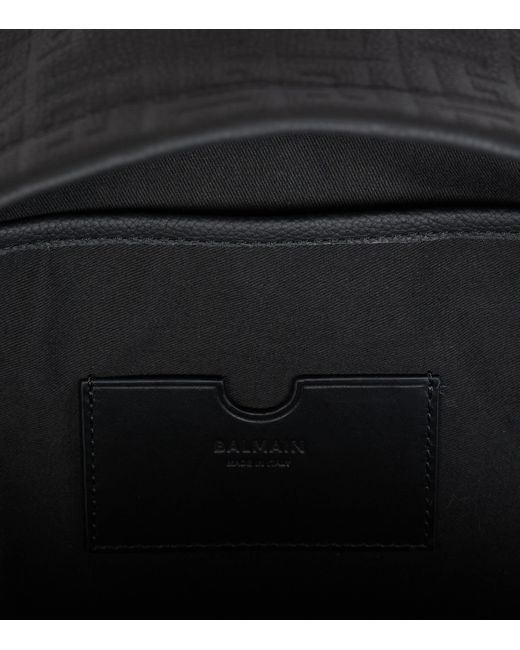 Balmain Black Leather Pb Monogram Backpack for men