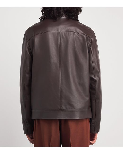 Paul Smith Brown Nappa Leather Jacket for men