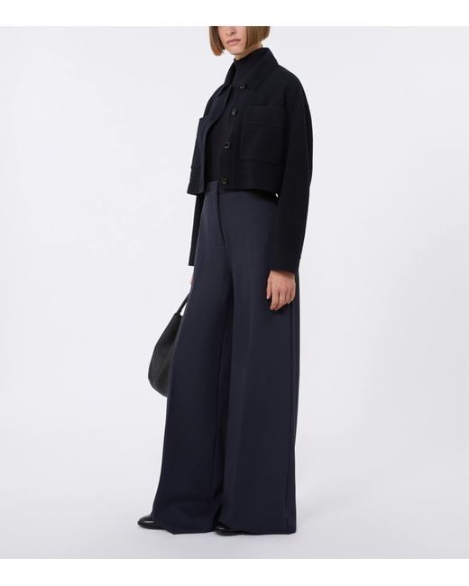Max Mara Blue Jersey Wide-Leg Trousers