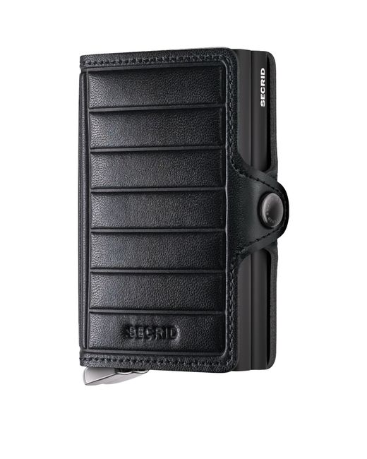 Secrid Black Embossed Leather Lines Twinwallet for men