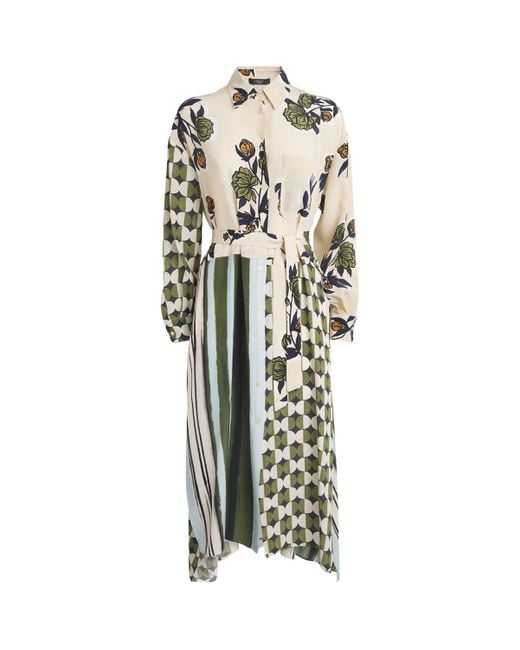 Weekend by Maxmara White Silk Printed Midi Dress