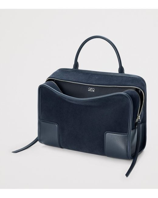 Loewe Blue Large Suede Amazona 180 Top-Handle Bag