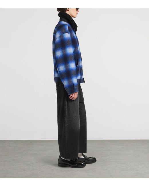 Balenciaga Blue Wool Checked Jacket for men
