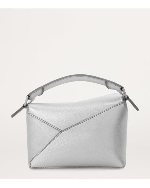 Loewe Gray Mini Leather Puzzle Edge Top-Handle Bag