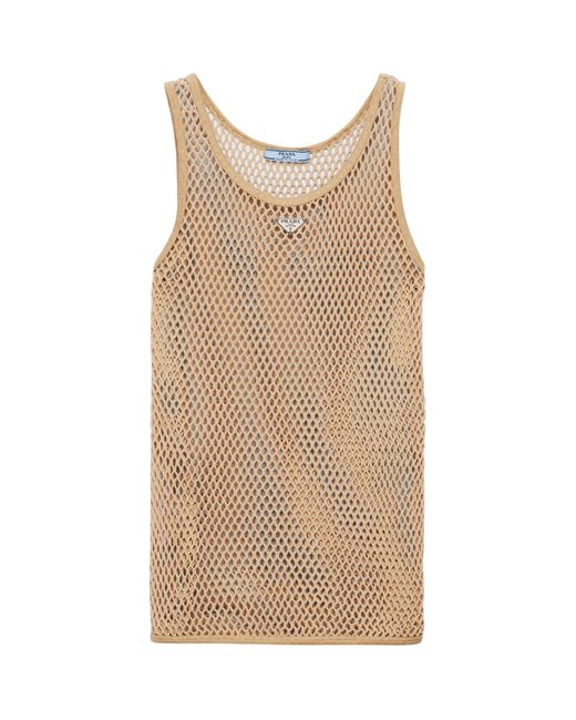 Prada Natural Cotton Mesh Tank Top