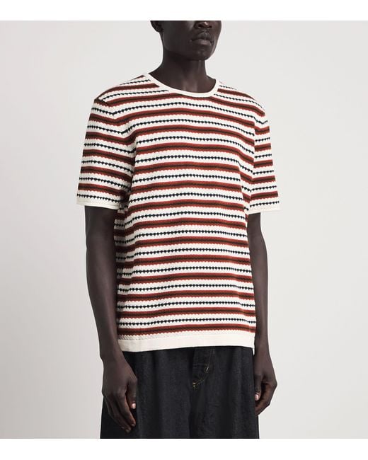 NN07 Red Organic Cotton Knit Stripe T-Shirt for men