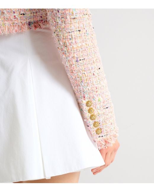 Balmain Pink Tweed Cropped Jacket