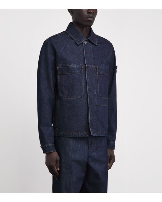Stone Island Blue Denim Coach Jacket for men