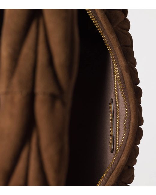 Miu Miu Brown Matelassé Suede Wander Shoulder Bag