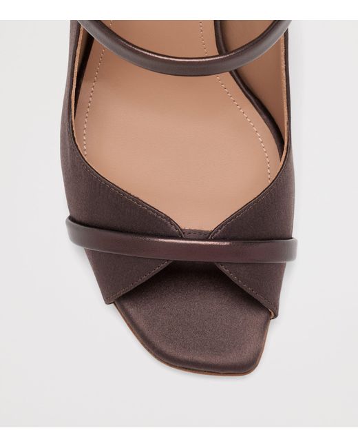 Malone Souliers Brown Satin Cynthia Heeled Sandals 90
