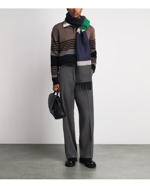 Paul Smith Green Bouclé Stripe Scarf for men