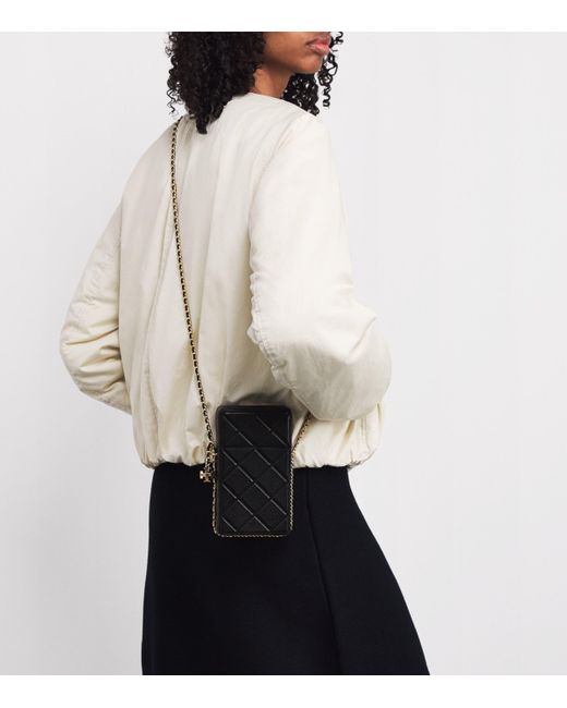 Tory Burch Black Leather Fleming Phone Cross-Body Bag