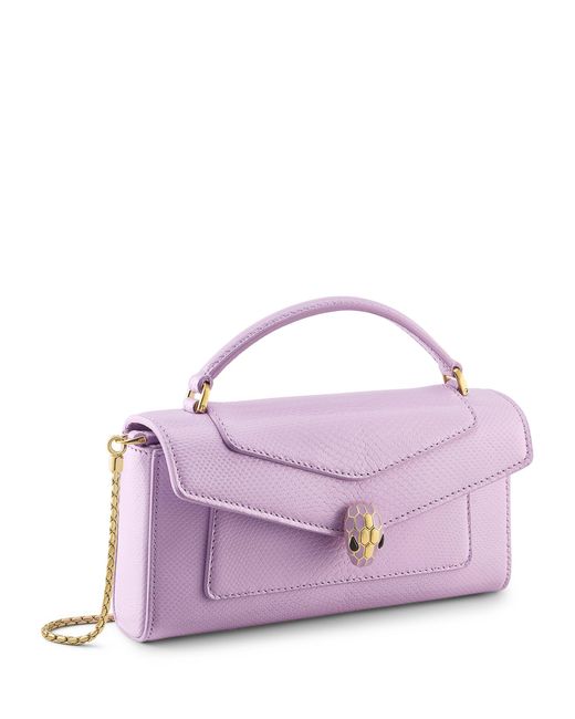 BVLGARI Purple Mini Karung Leather Serpenti Forever Top-Handle Bag