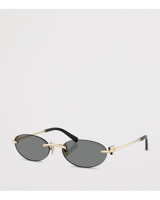 Tiffany & Co Metallic Metal Tf3119D Oval Sunglasses