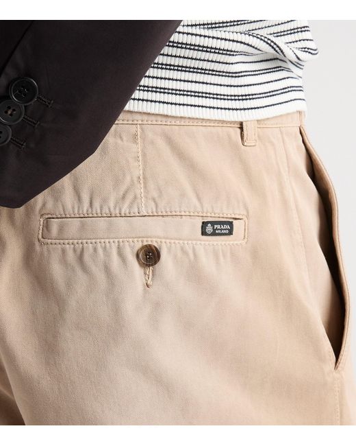 Prada Natural Cotton Gabardine Trousers for men