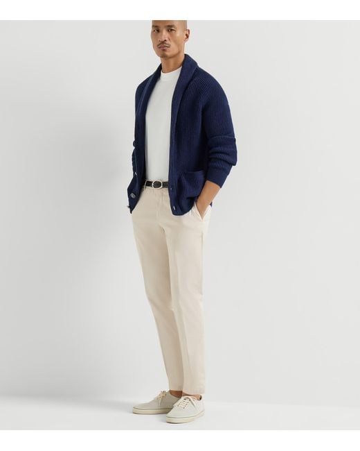 Brunello Cucinelli Natural Pima Cotton Comfort Gabardine Trousers for men