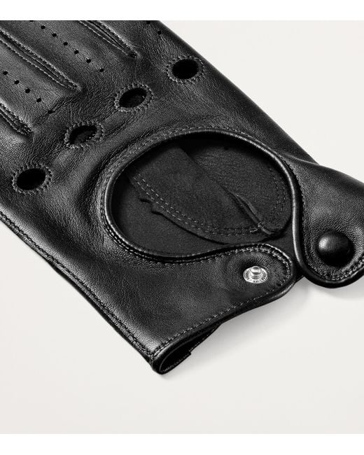 Aspinal Black Nappa Leather Driving Gloves for men