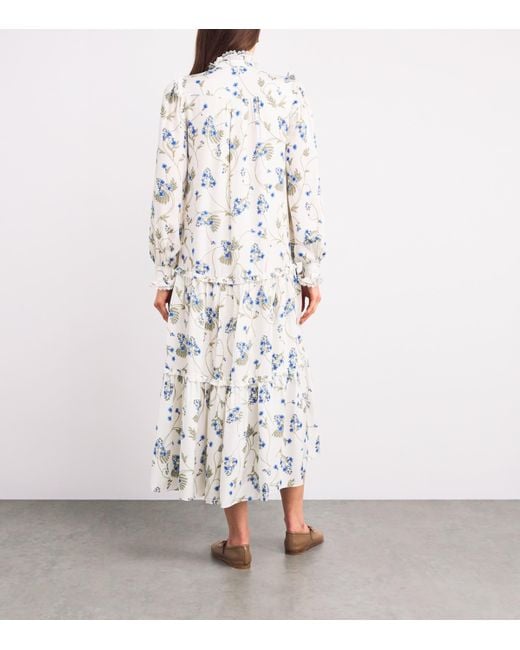 ME+EM White Silk Forget-Me-Not Maxi Dress