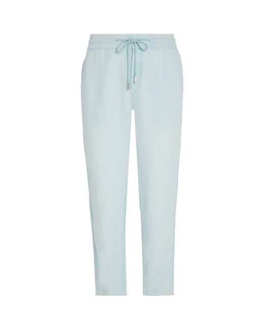 Vilebrequin Blue Linen Drawstring Parc Trousers for men