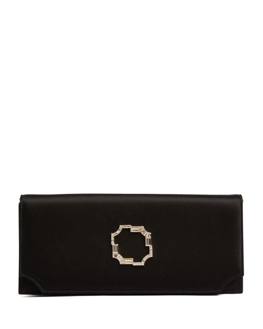Malone Souliers Black Satin Vivien Evening Clutch Bag