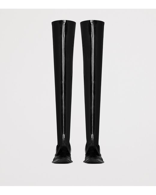 Saint Laurent Black Vinyl Romeo Over-The-Knee Boots for men