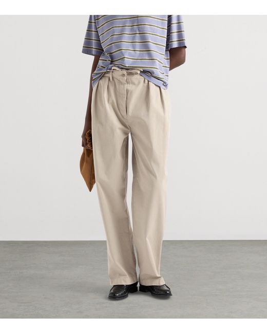 Prada White Cotton Gabardine Wide-Leg Trousers for men
