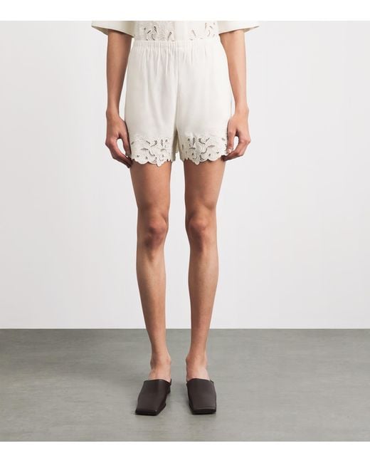 Camilla & Marc White Linen-Blend Chara Embroidered Shorts